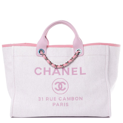 Chanel Woven Straw Raffia Large Deauville Tote Pink 1 of 11