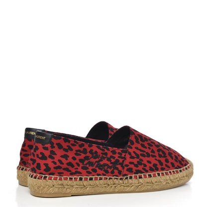 Saint Laurent Canvas Leopard Print Espadrilles 37 Red Black 4 of 9