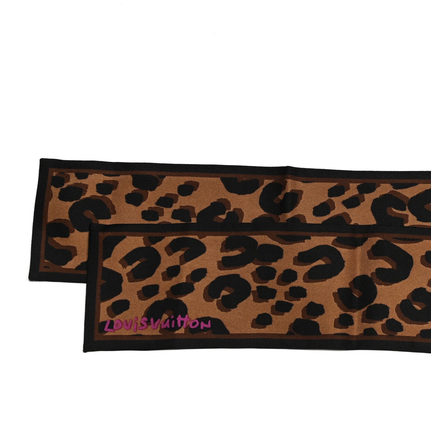 Silk Leopard Bandeau Scarf Marron