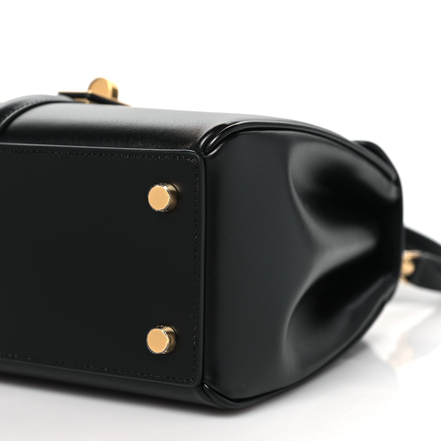 Satinated Calfskin Small 16 Top Handle Bag Black