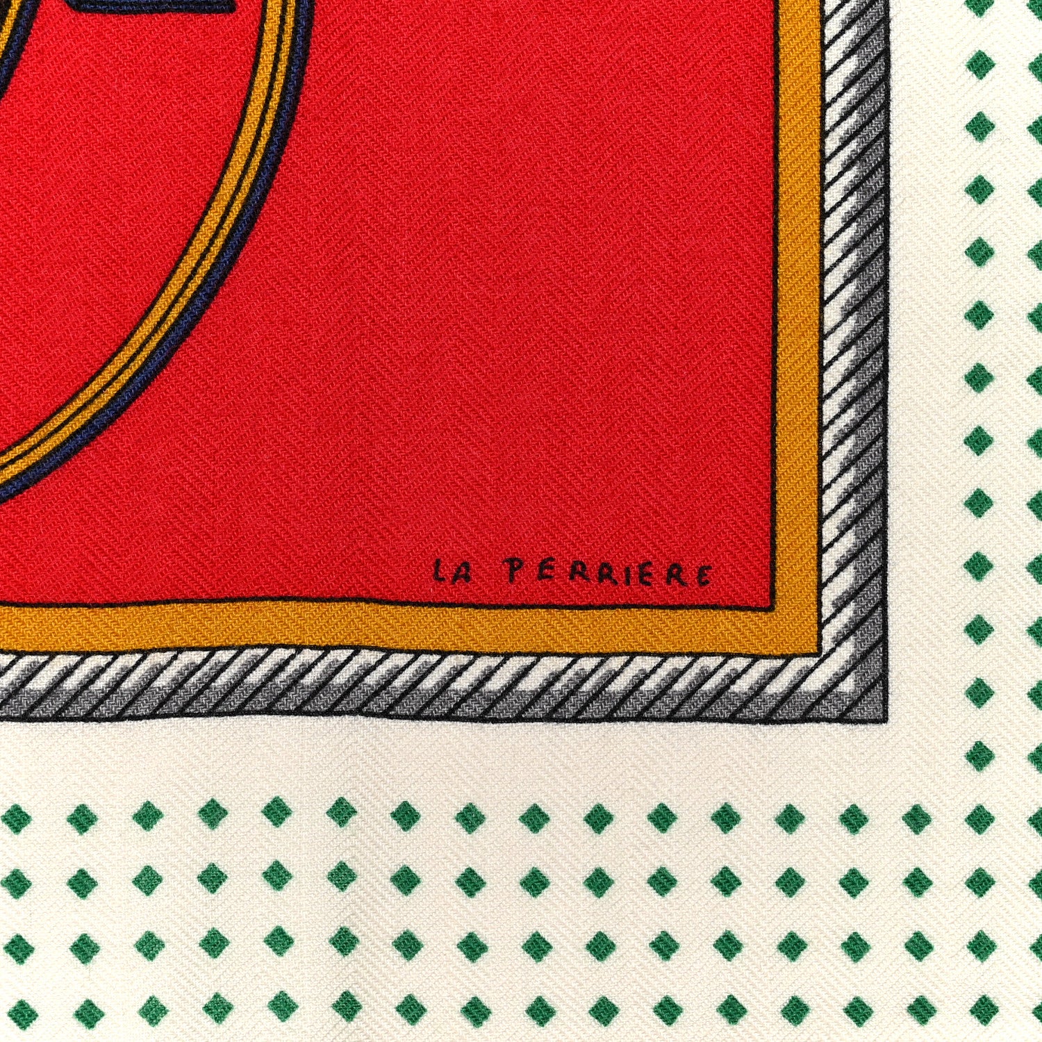 Hermes Cashmere Silk Les Voitures A Transformation Shawl 140 Rouge Vert Safran 5 of 6