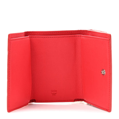 MCM Calfskin Ottomar Monogram Tri-Fold Wallet Hot Coral 5 of 11