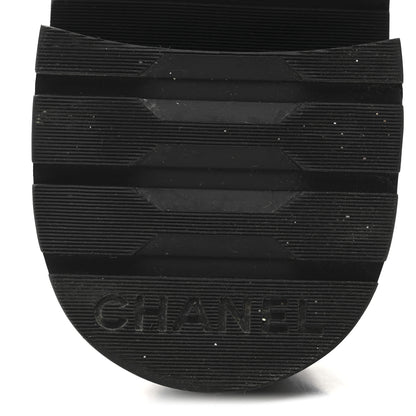 Chanel Fabric Grosgrain Quilted Cap Toe Lace Up Combat Boots 39 Grey Black 9 of 9