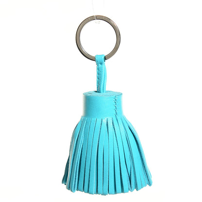 Hermes Lambskin Carmen Tassel Key Holder Bleu Azteque 1 of 5