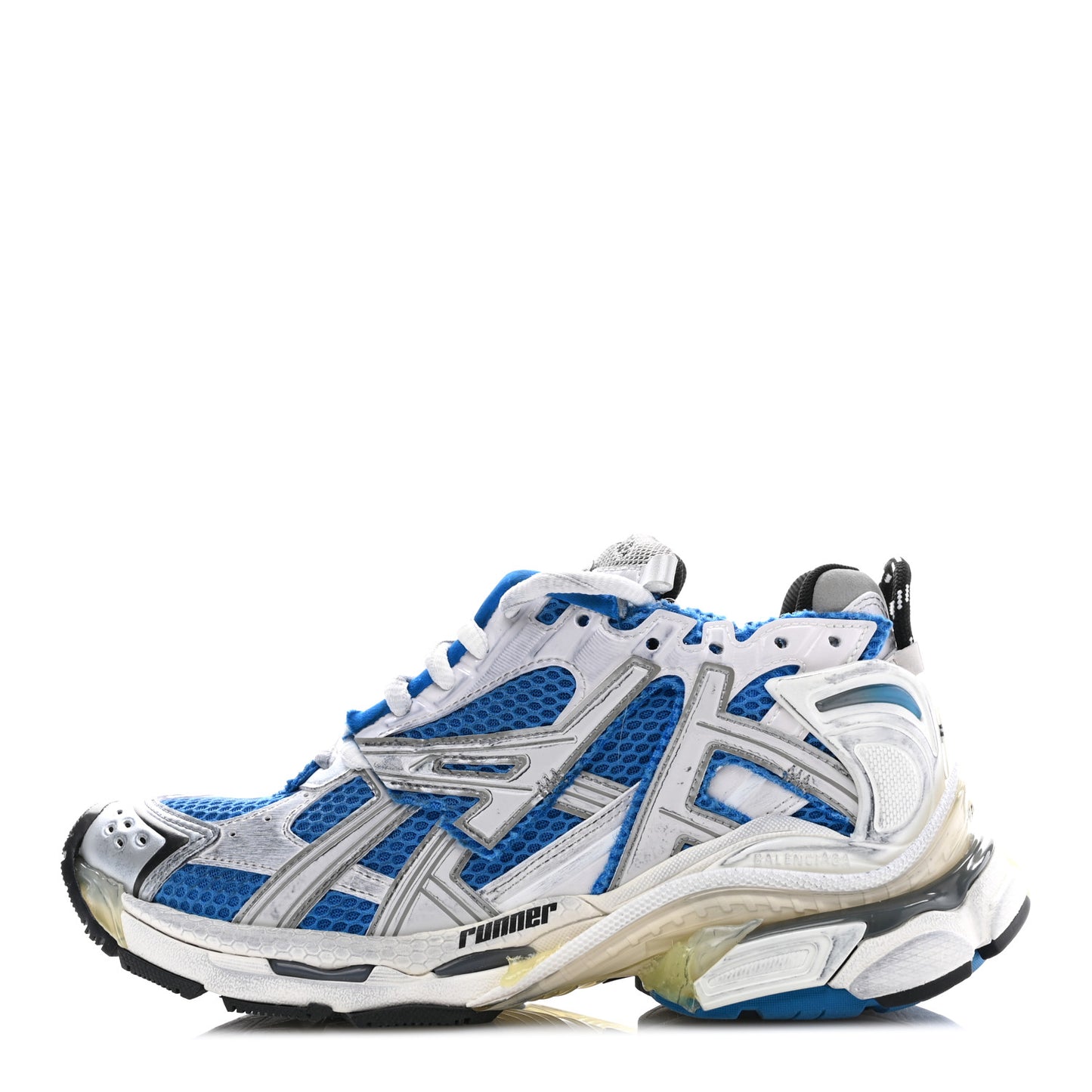 Mesh Rubber Distressed Womens Runner Sneakers 37 Navy White Black Grey