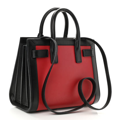 Saint Laurent Calfskin Bi-Color Nano Sac De Jour Red Black 3 of 11