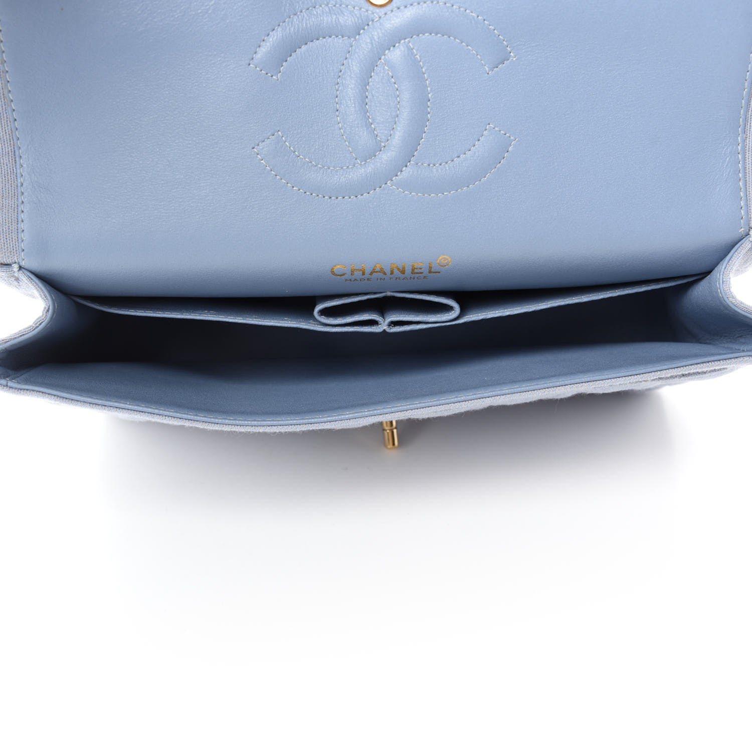 Chanel Jersey Quilted Medium Double Flap Light Blue 6 of 12