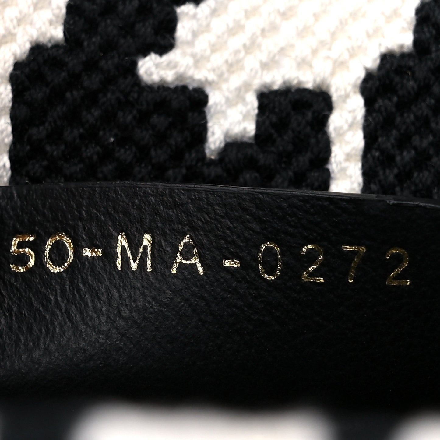 Canvas Macro Houndstooth Embroidered Medium Book Tote Black White