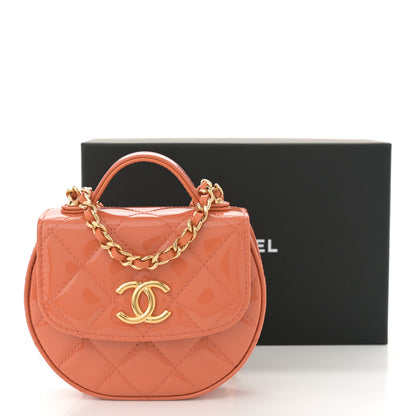 Chanel Patent Quilted Mini Top Handle Crossbody Flap Orange 11 of 11