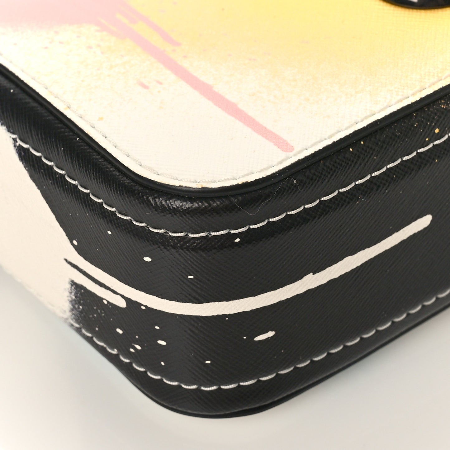 Saffiano Spray Paint Coated Small Snapshot Camera Bag White Multicolor