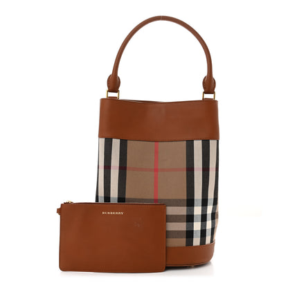 Burberry Canvas House Check Bucket Bag Tan 3 of 11