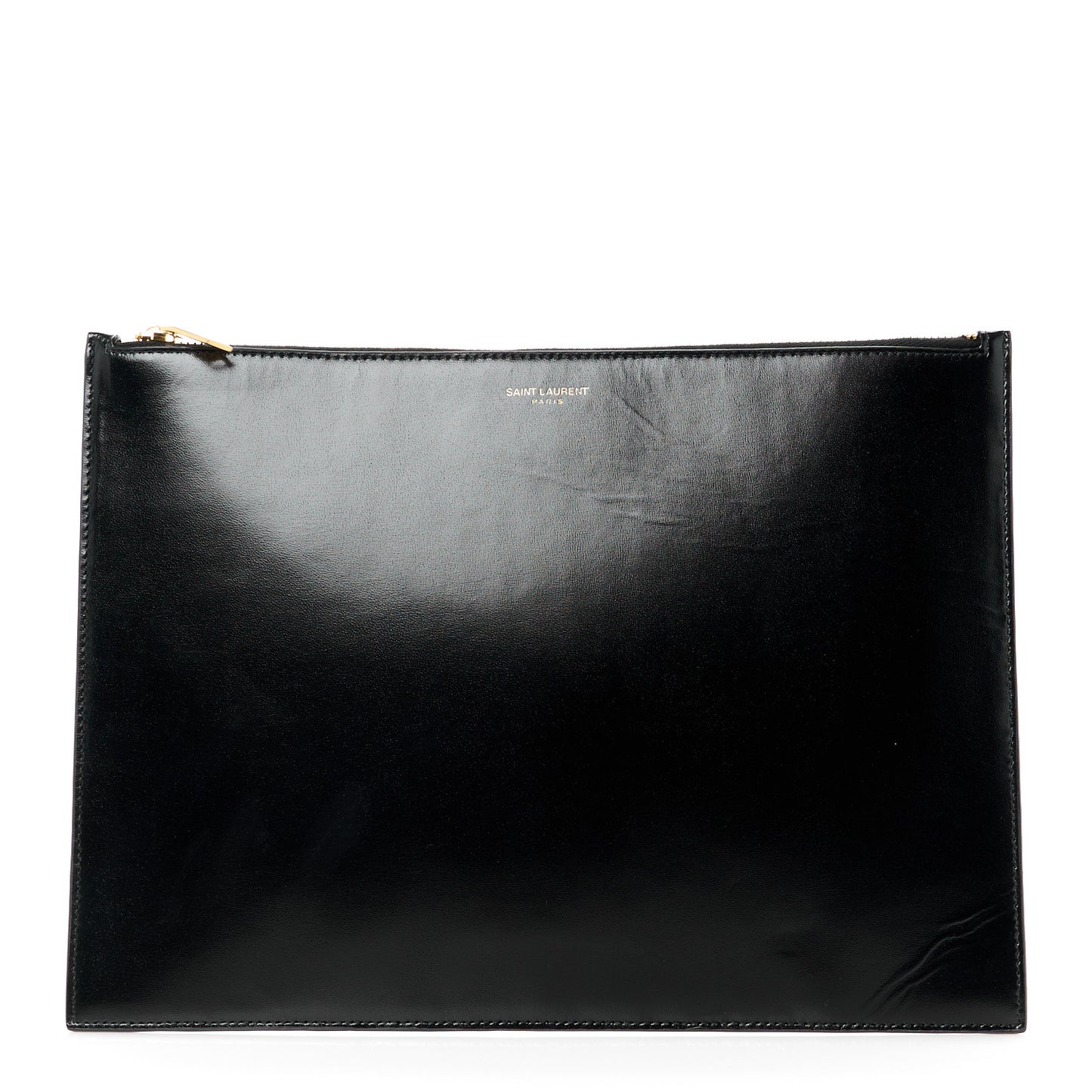 Calfskin Medium Zip Clutch Black