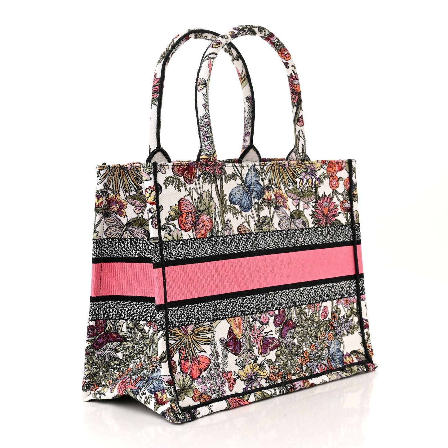 Canvas Embroidered Medium Mexico Millefiori Book Tote White Multicolor