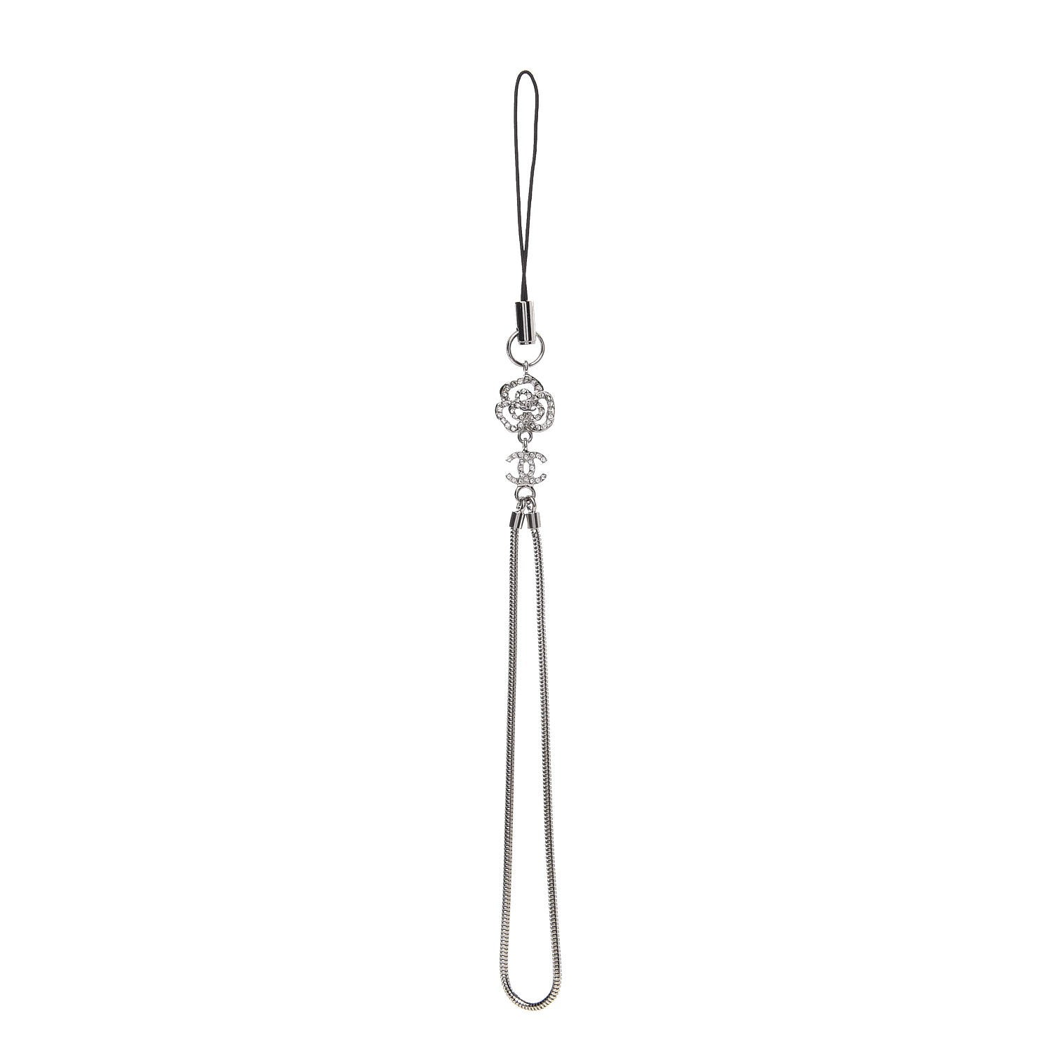 Chanel Crystal Camellia Phone Strap Charm 1 of 4
