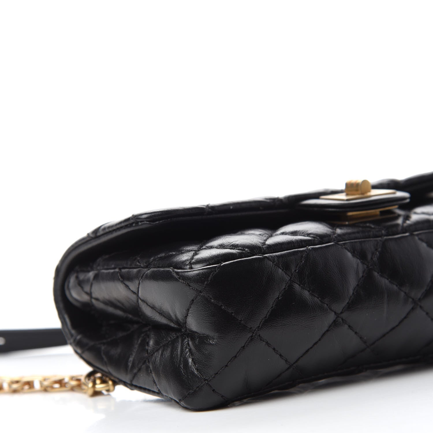 Chanel Aged Calfskin Quilted 2.55 Reissue Flap Belt Bag Clutch Black 6 of 11