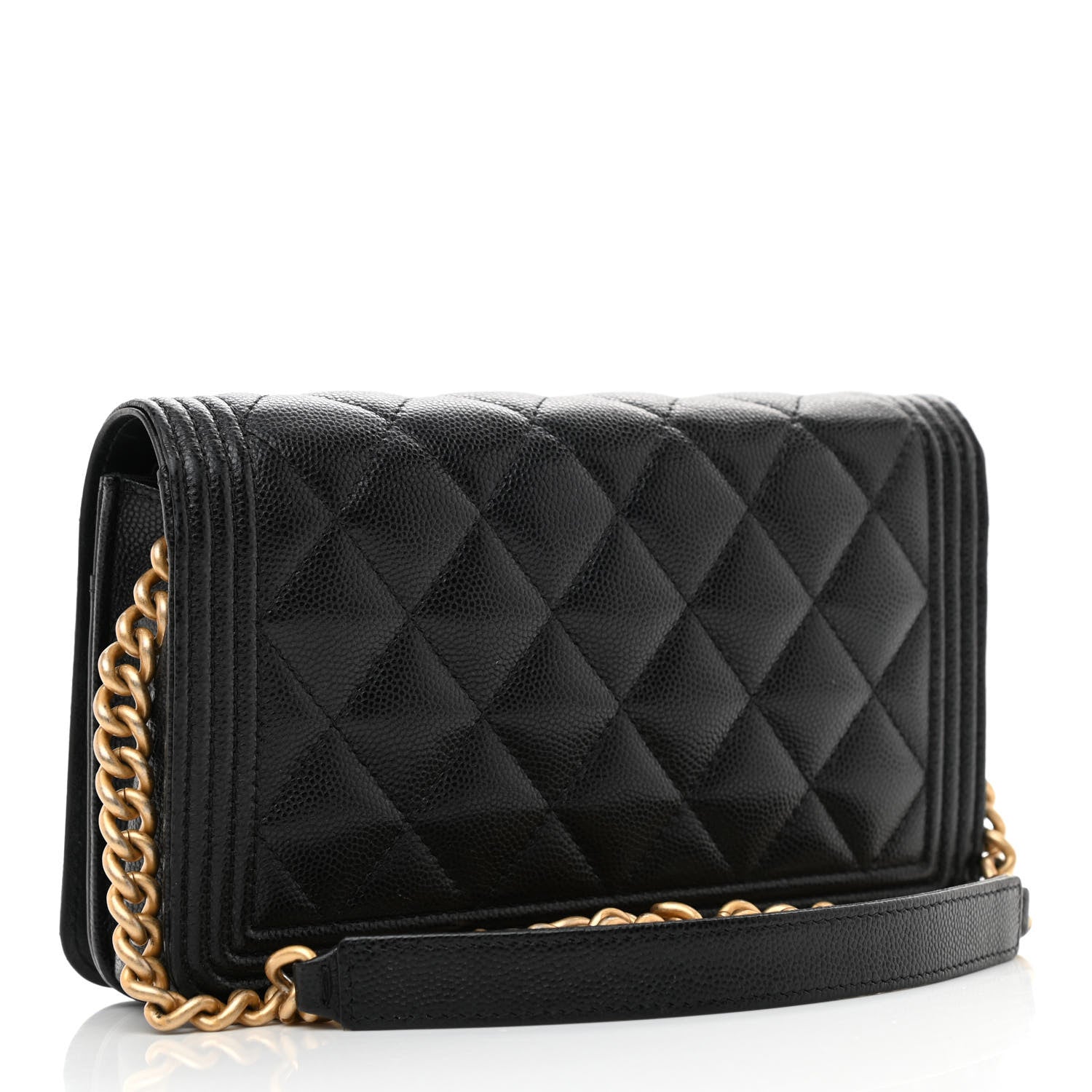 Chanel Caviar Quilted Boy Wallet On Chain WOC Black 3 of 12