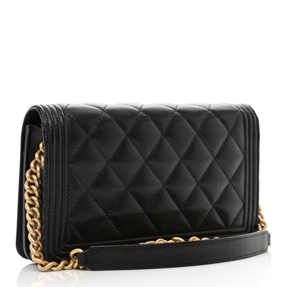 Chanel Caviar Quilted Boy Wallet On Chain WOC Black 3 of 12