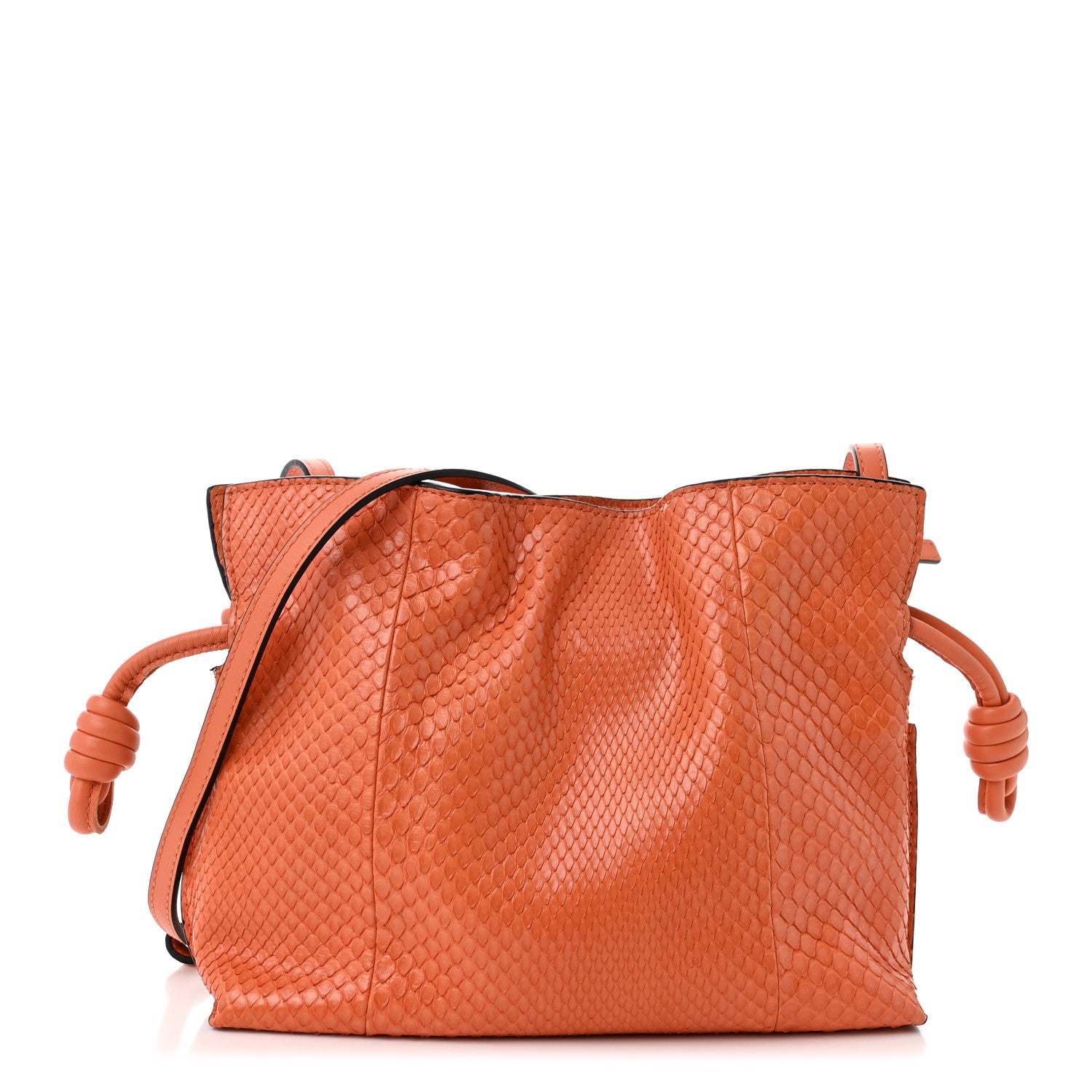 Loewe Snakeskin Flamenco Mini Knot Clutch Coral Reef 1 of 10