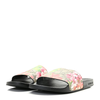Gucci GG Supreme Monogram Blooms Slide Sandals 38 Beige Multicolor 2 of 11