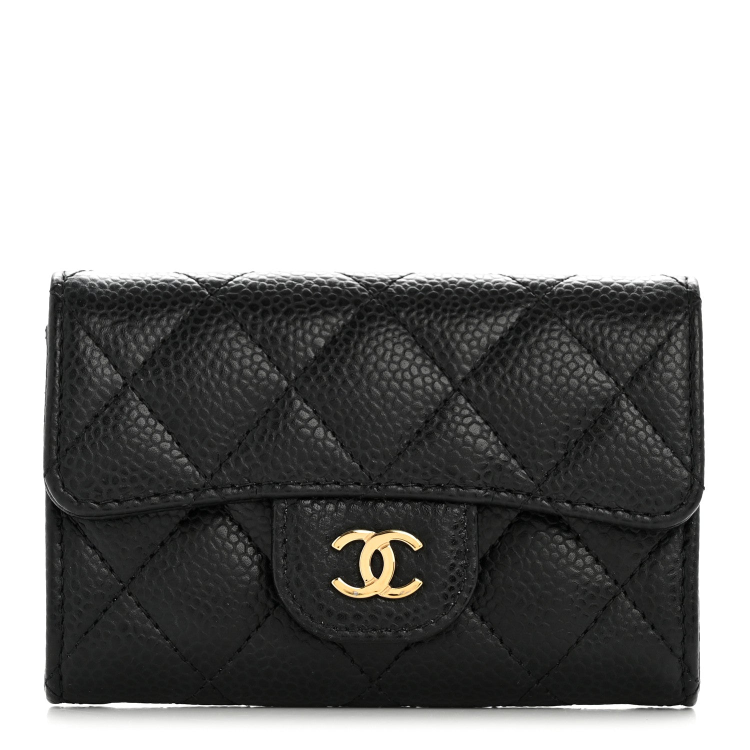 Chanel Caviar Quilted Flap Card Holder Wallet Black 1 of 10