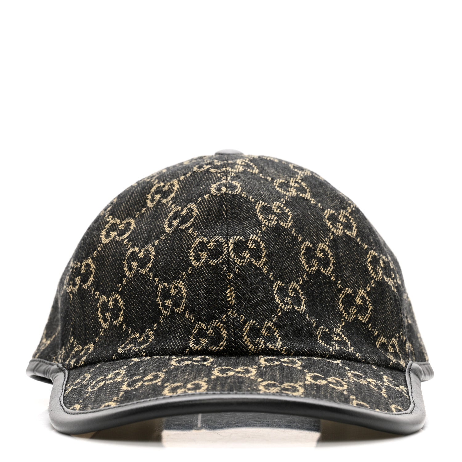 Gucci Denim Calfskin GG Monogram Oscar Baseball Hat M Black Ivory 3 of 11