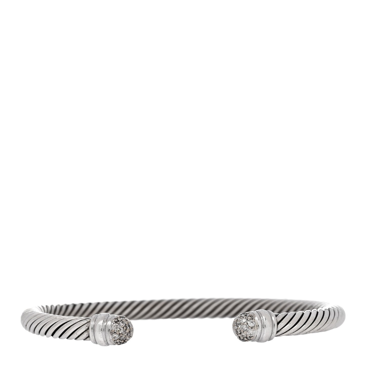 Sterling Silver 18K White Gold Diamond 5mm Cable Classics Bracelet