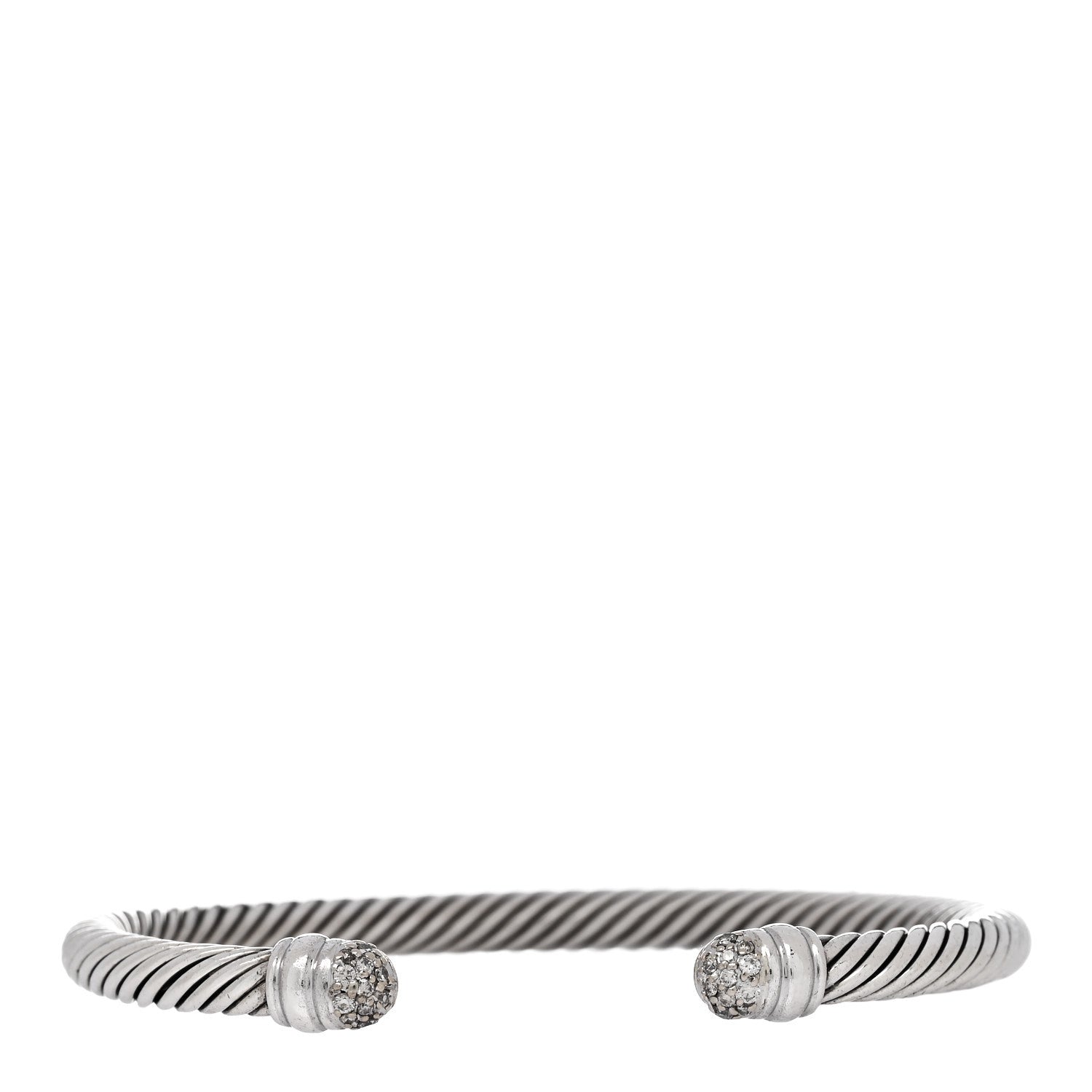David Yurman Sterling Silver 18K White Gold Diamond 5mm Cable Classics Bracelet 1 of 3