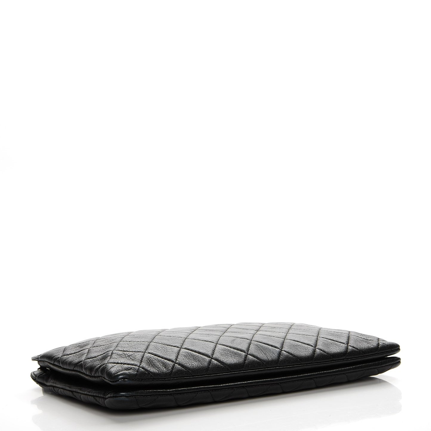 Calfskin Quilted Small Zipped Boy Pouch Black