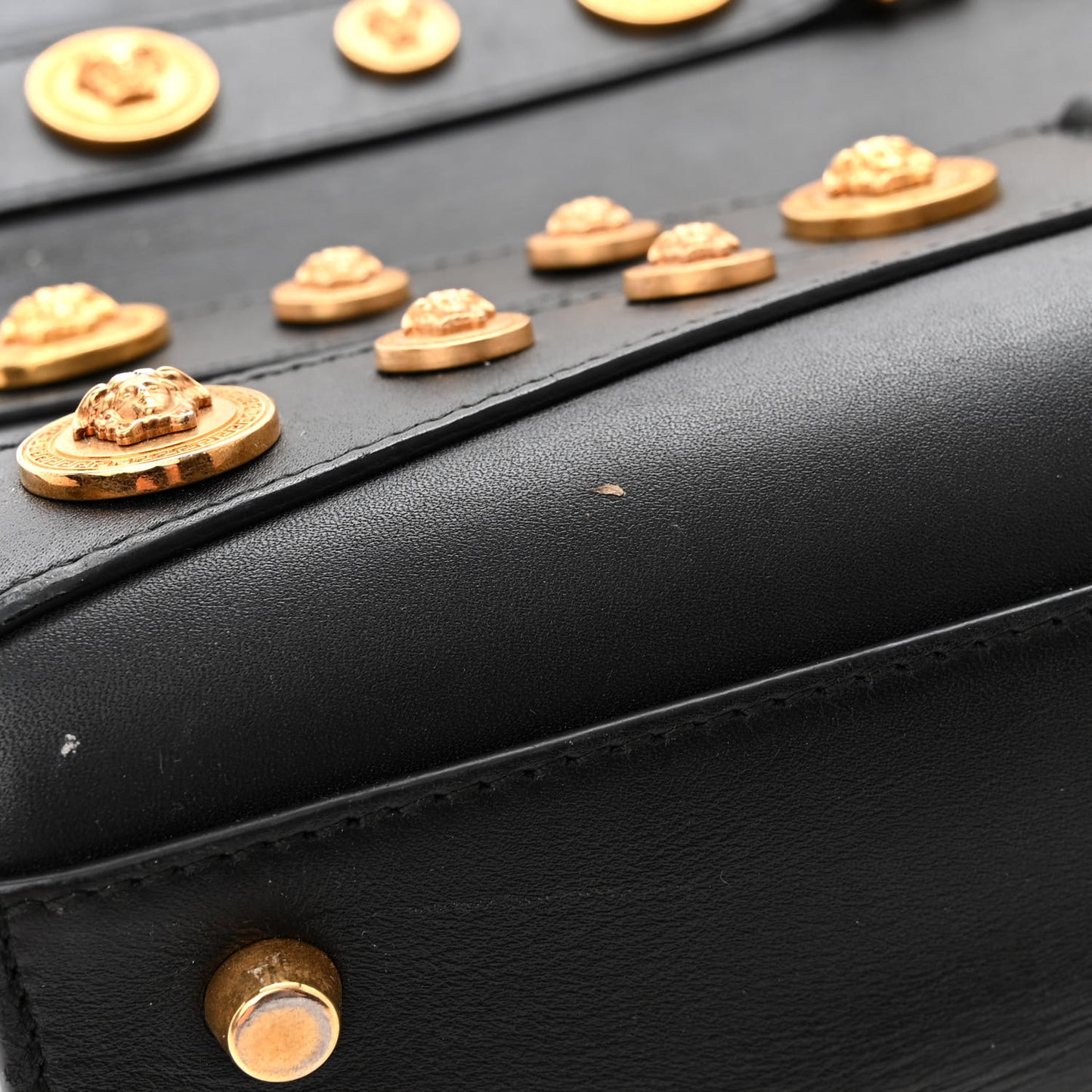 Calfskin Medallion Tribute Bowling Bag Black