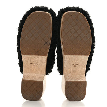 Chanel Shearling Lambskin Clogs 39 Black 6 of 8
