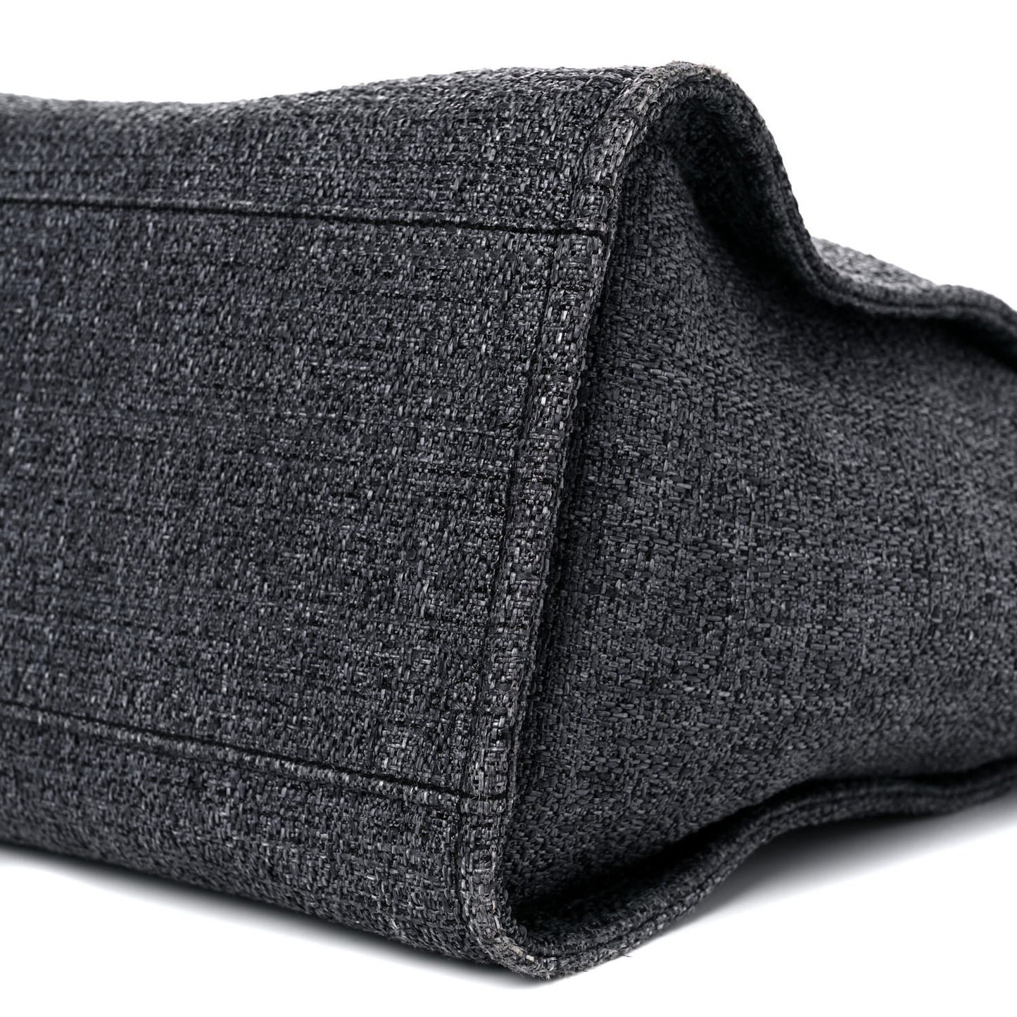 Woven Straw Raffia Medium Deauville Tote Grey