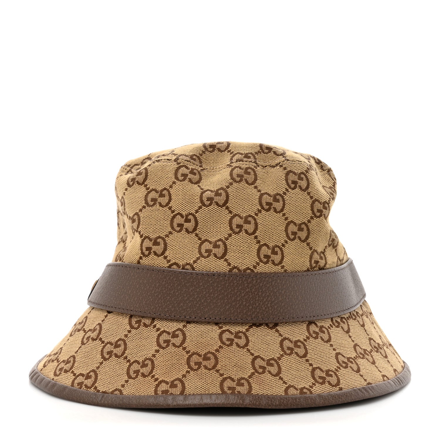 Gucci Monogram Textured Dollar Calfskin GG Jago Bucket Hat L Cacao Beige 6 of 10