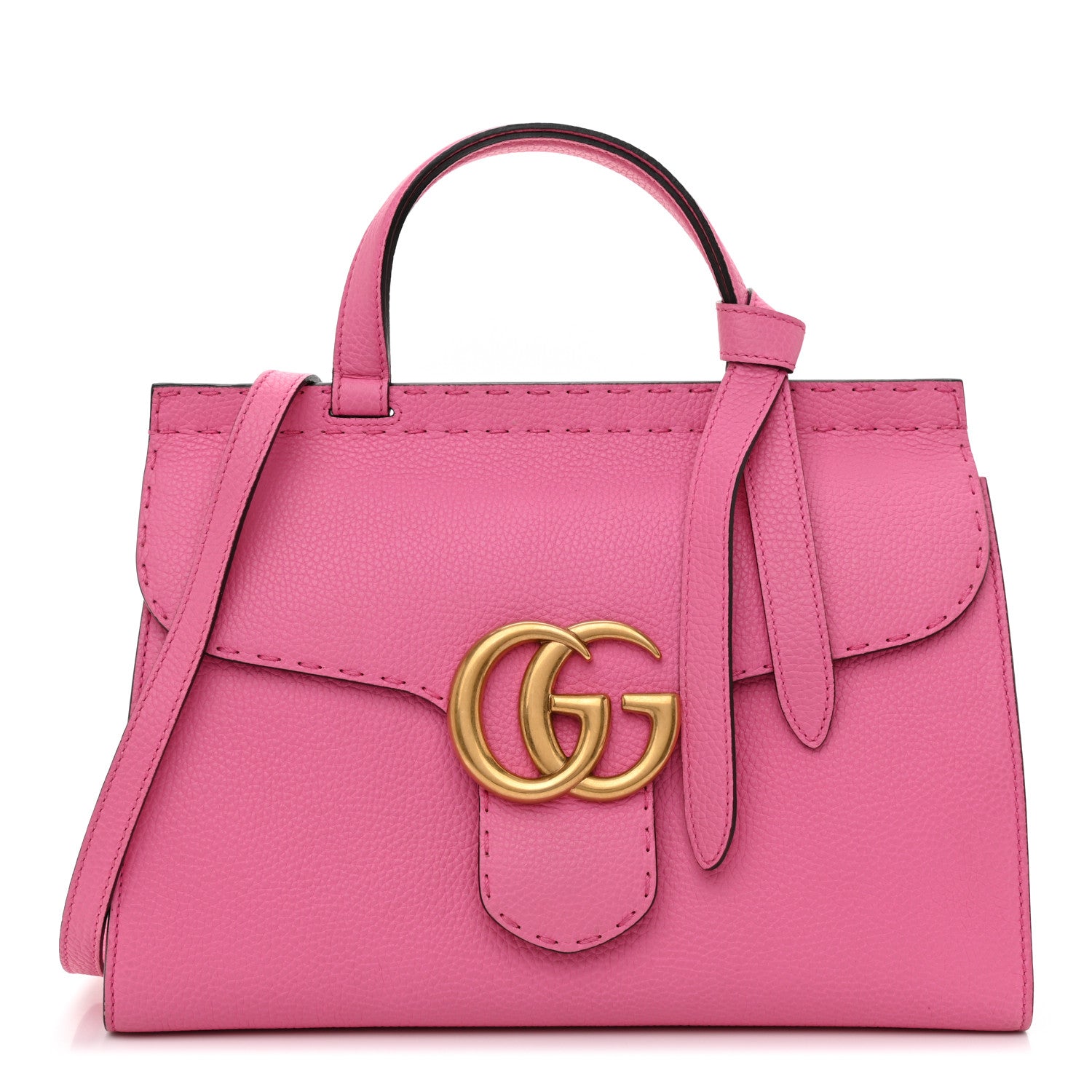 Gucci Calfskin Small GG Marmont Top Handle Bag Pink Tropical Flower 1 of 11