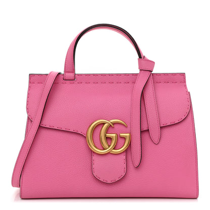 Gucci Calfskin Small GG Marmont Top Handle Bag Pink Tropical Flower 1 of 11