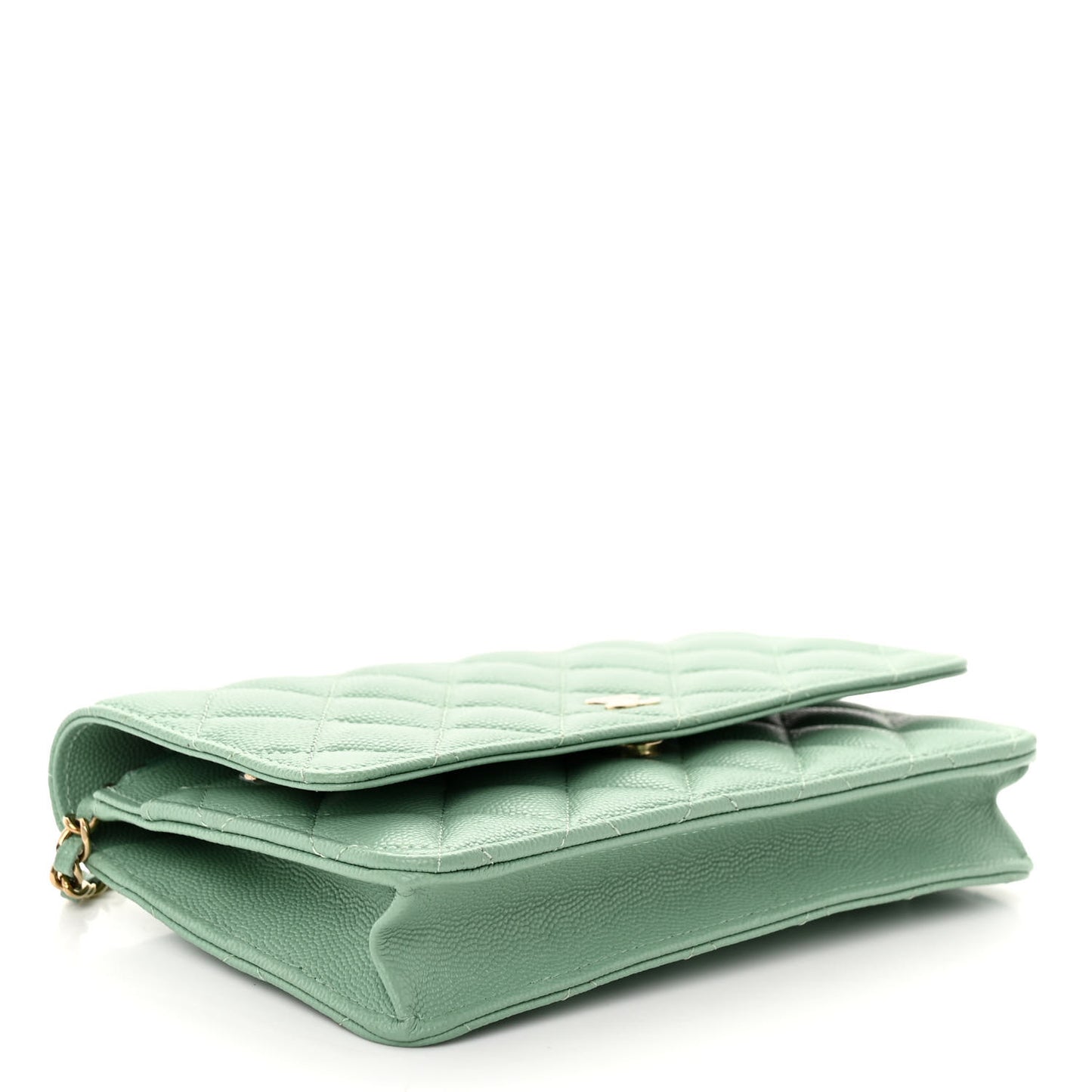 Caviar Quilted Wallet on Chain WOC Light Green