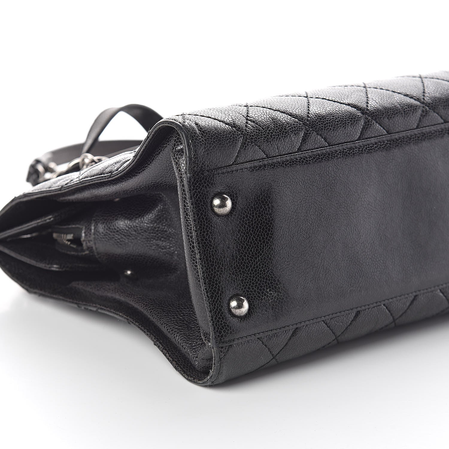 Chanel Crumpled Grained Calfskin Quilted CC Crave Tote Black 9 of 11