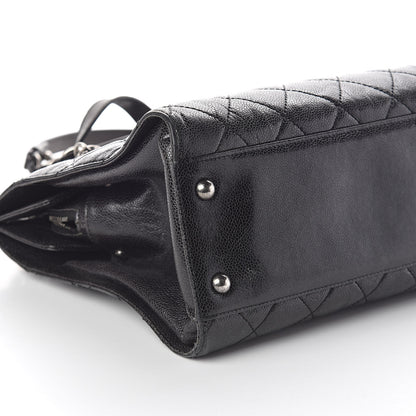 Chanel Crumpled Grained Calfskin Quilted CC Crave Tote Black 9 of 11