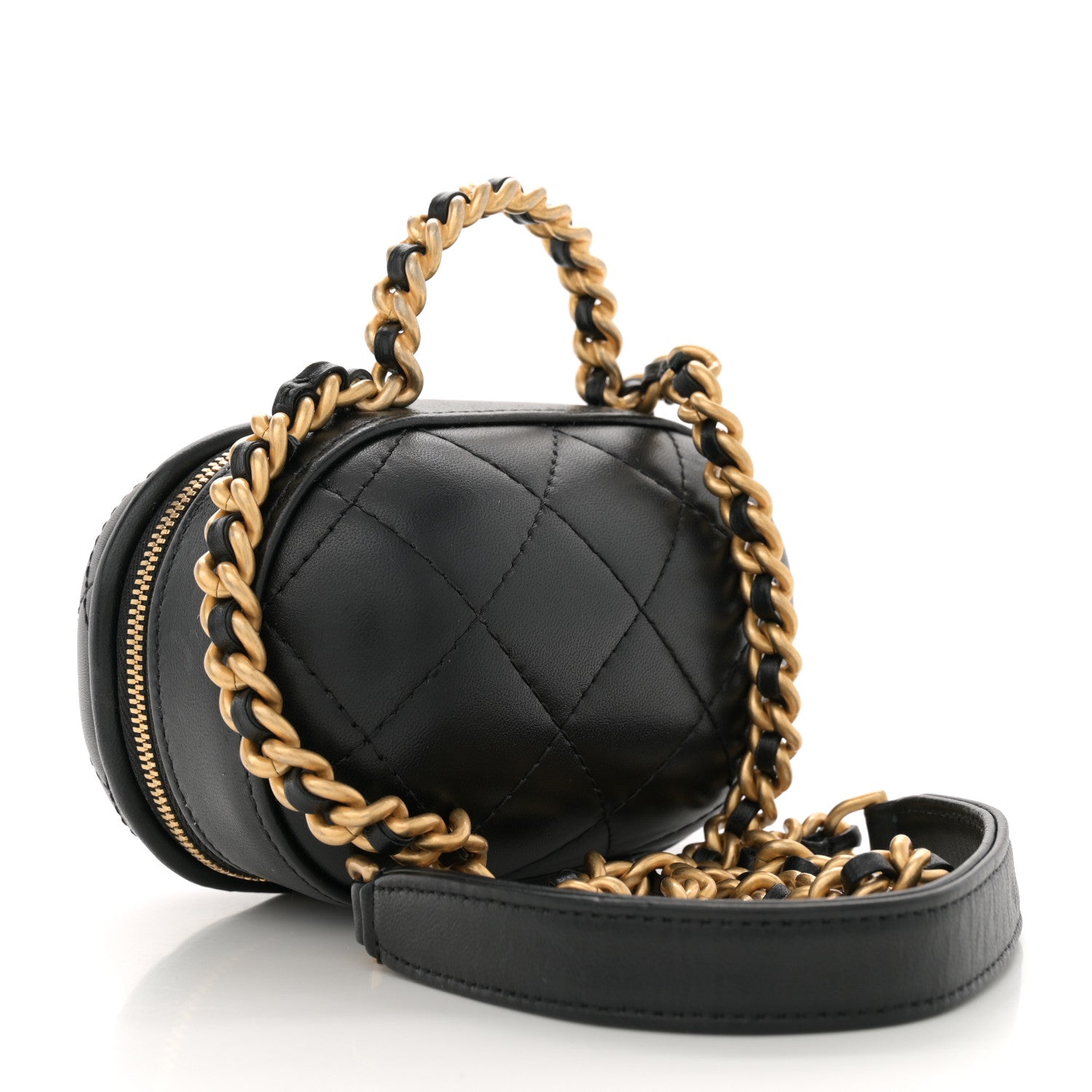 Chanel Lambskin Quilted CC Bubble Vanity Case With Chain Black 3 of 10