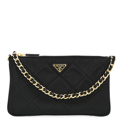 Prada Re-Nylon Tessuto Impuntu Quilted Re-Edition 1995 Chaine Pouch Black 1 of 19