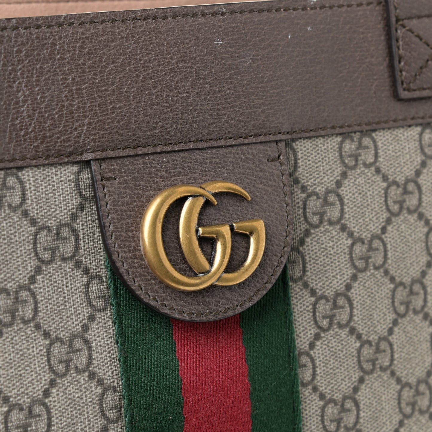 GG Supreme Monogram Web Large DIY Ophidia Vertical Shopping Tote Brown