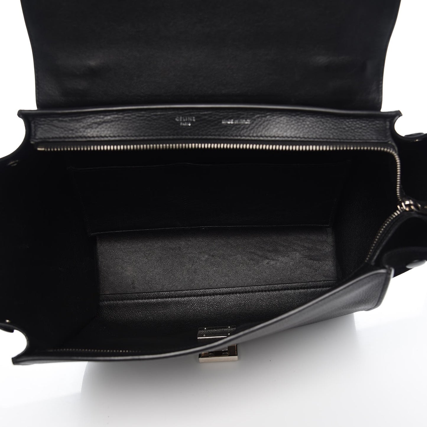 Drummed Calfskin Suede Small Trapeze Black
