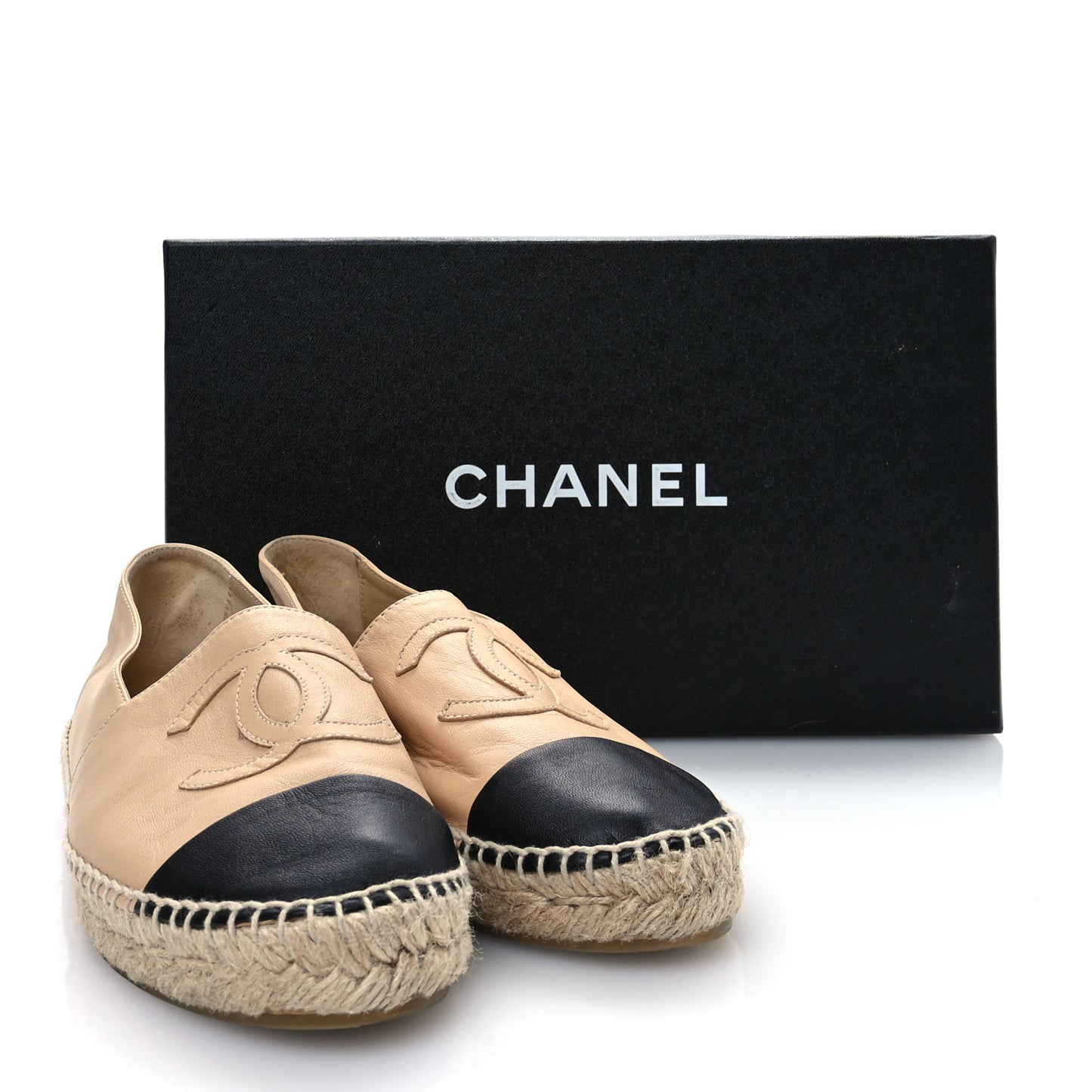 Lambskin CC Espadrilles 37 Beige Black