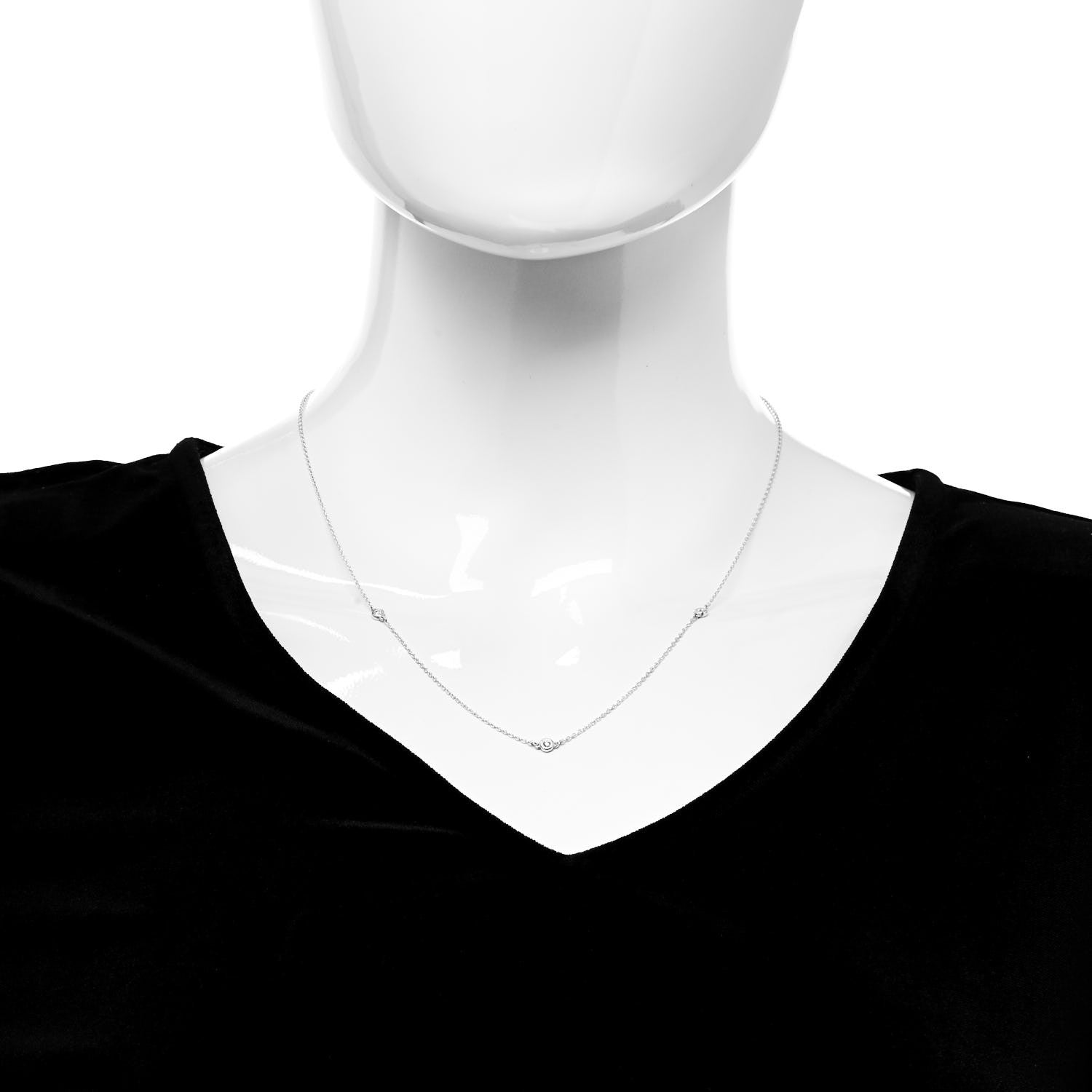 Tiffany Sterling Silver Diamond .09ctw Elsa Peretti Diamonds by the Yard Three Station Necklace 2 of 4
