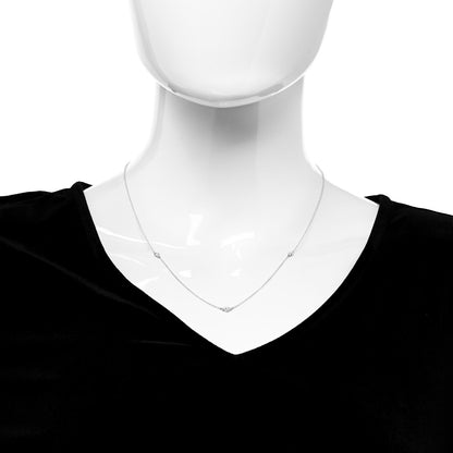 Tiffany Sterling Silver Diamond .09ctw Elsa Peretti Diamonds by the Yard Three Station Necklace 2 of 4