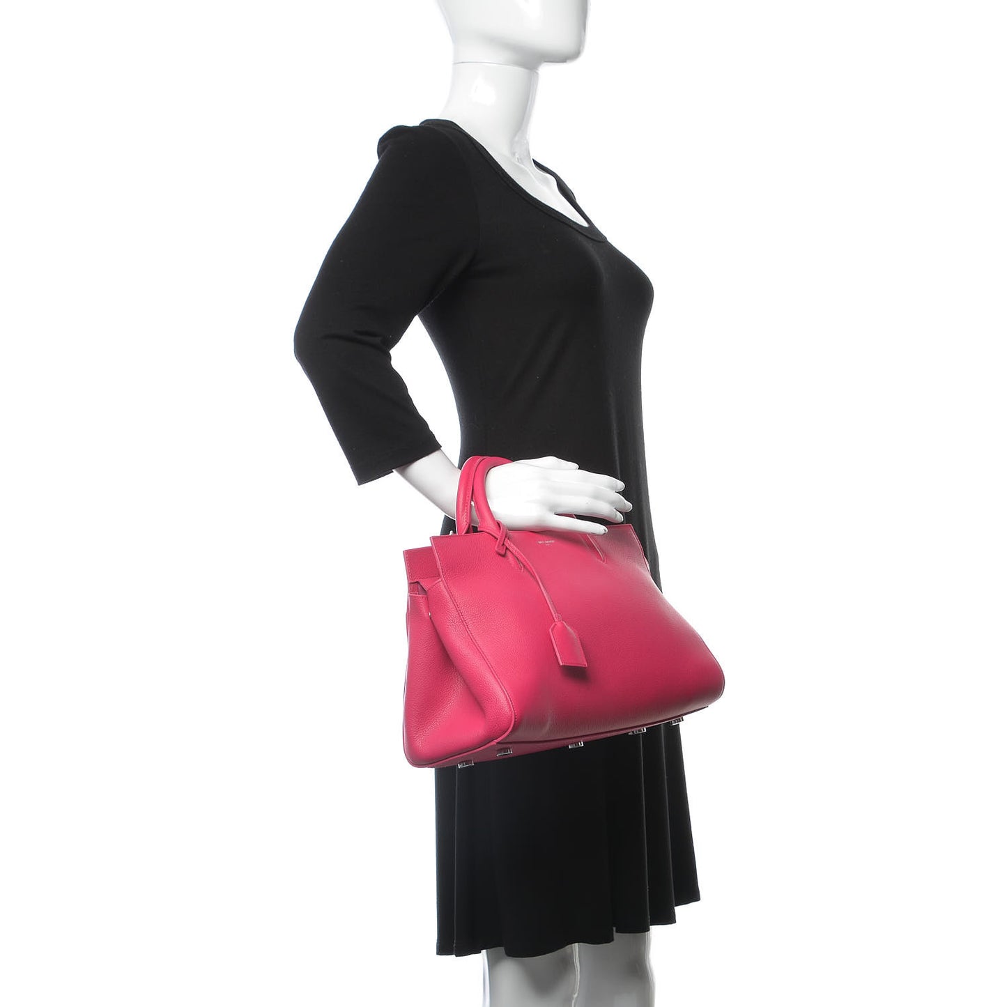 Grained Calfskin Small Cabas Rive Gauche Bubblegum