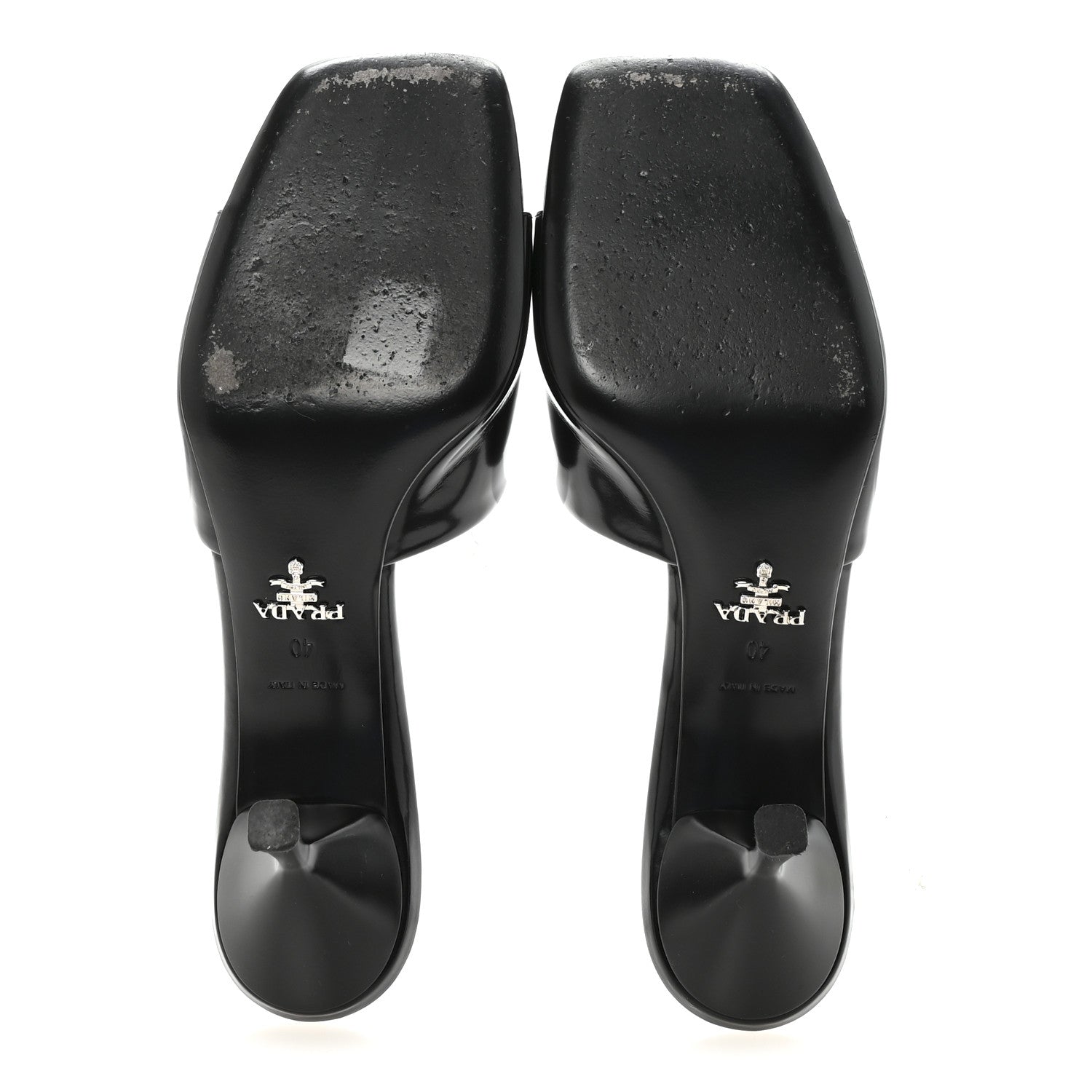 Prada Spazzolato Triangle Logo 65mm Slide Sandals 40 Black 6 of 9