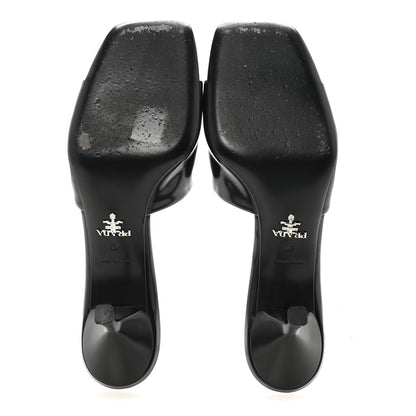 Prada Spazzolato Triangle Logo 65mm Slide Sandals 40 Black 6 of 9