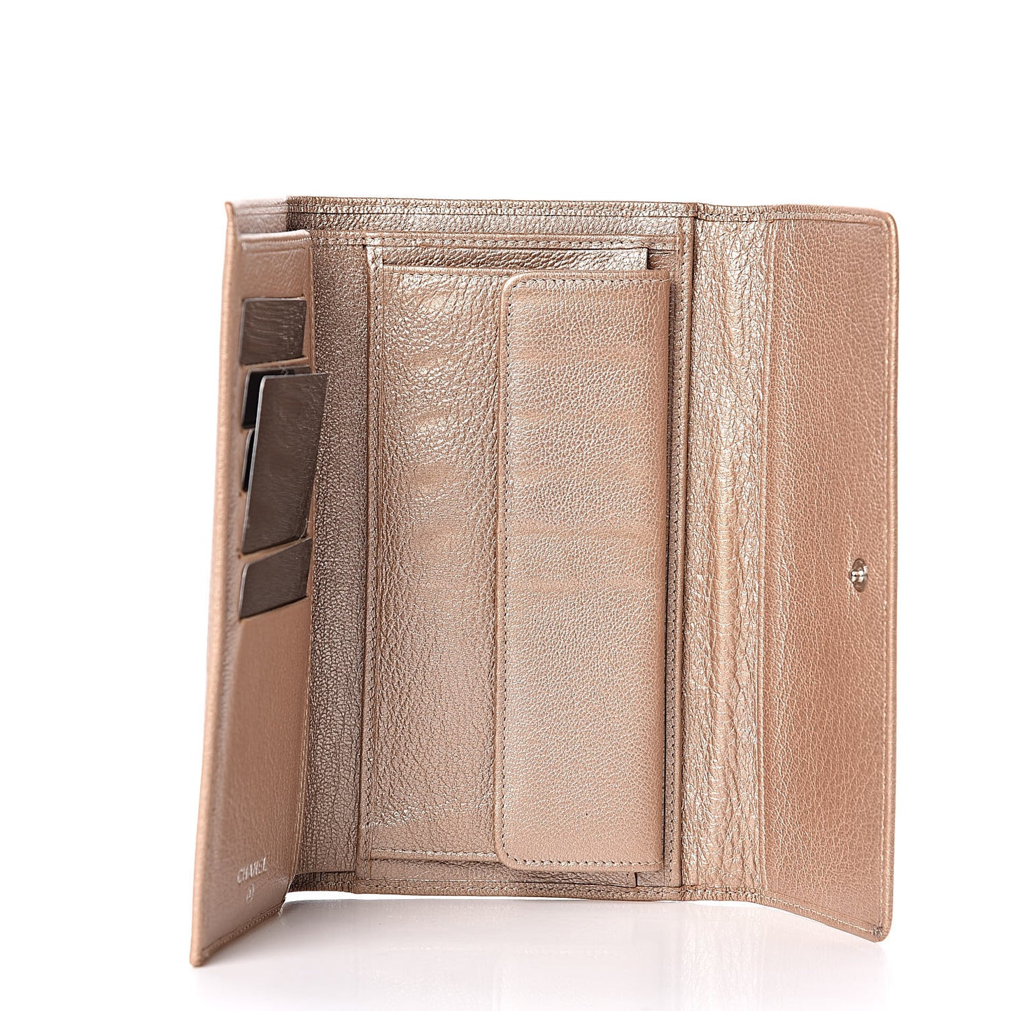 Metallic Goatskin Large Flap Wallet Gold