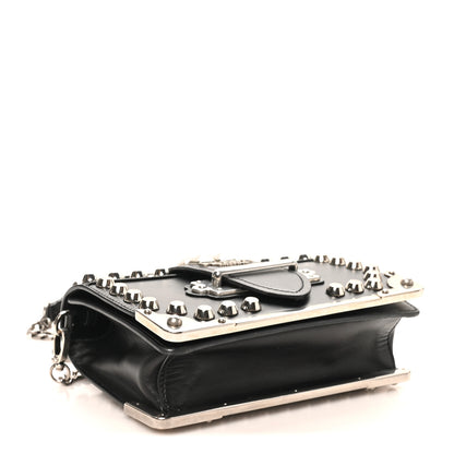 Prada City Calf Saffiano Studded Cahier Bag Black 4 of 10
