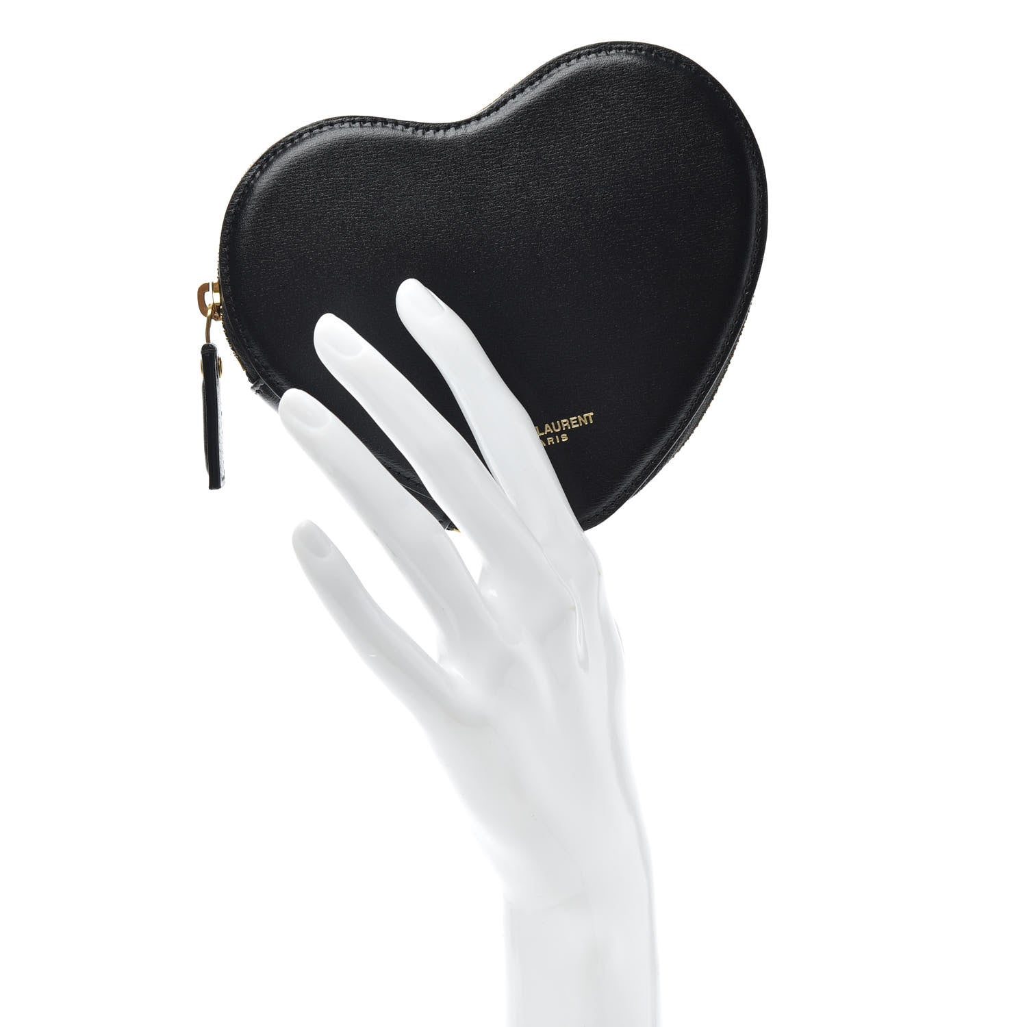 Saint Laurent Calfskin Nylon Heart Foldable Tote Bag Black 2 of 6